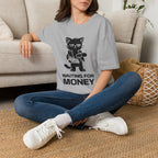 T-Shirt — 'WAITING FOR MONEY' Tired Cat Graphic Tee (Tired jokes)