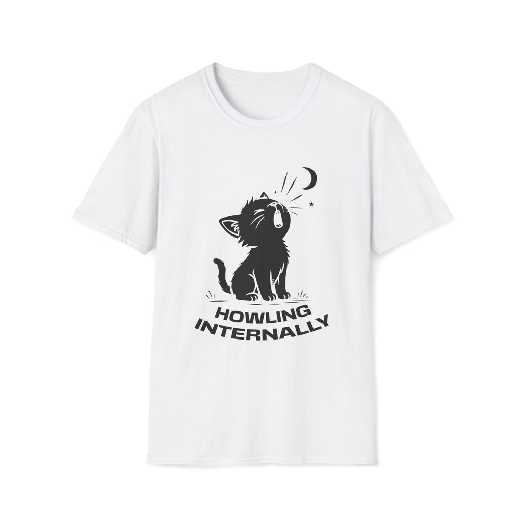 T-Shirt — 'HOWLING INTERNALLY' Tired Cat Graphic Tee (Tired jokes)
