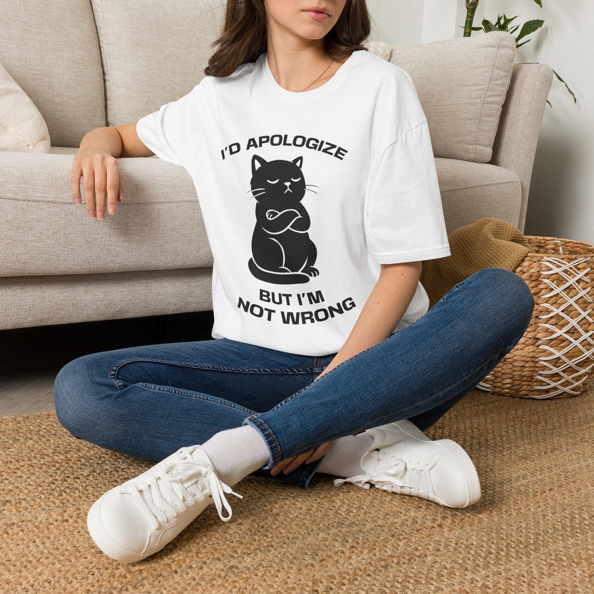 T-Shirt — 'I'd apologize but i'm not wrong' Tired Cat Graphic Tee (Tired jokes)