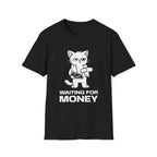 T-Shirt — 'WAITING FOR MONEY' Tired Cat Graphic Tee (Tired jokes)