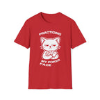 T-Shirt — 'PRACTICING MY POKER FACE' Tired Cat Graphic Tee (Tired jokes)