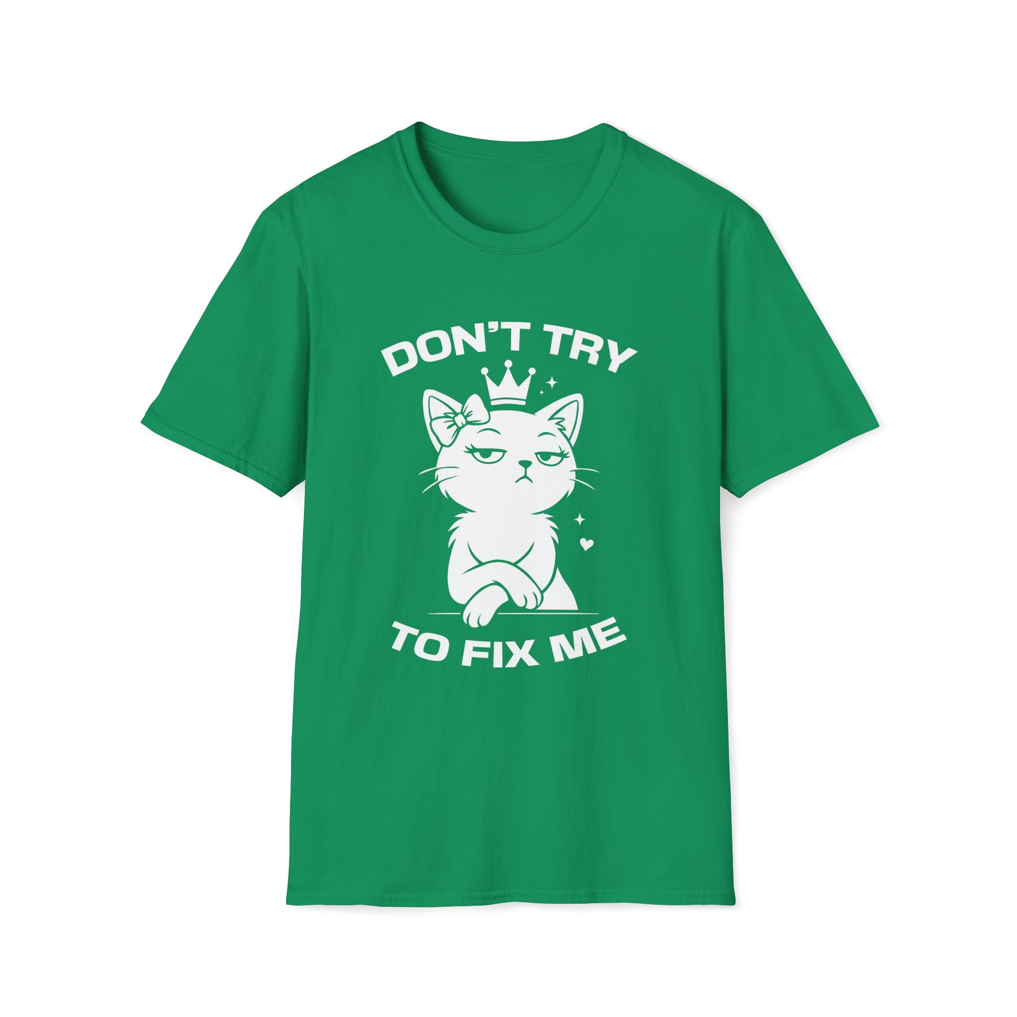 T-Shirt — 'DON'T TRY TO FIX ME' Tired Cat Graphic Tee (Tired jokes)