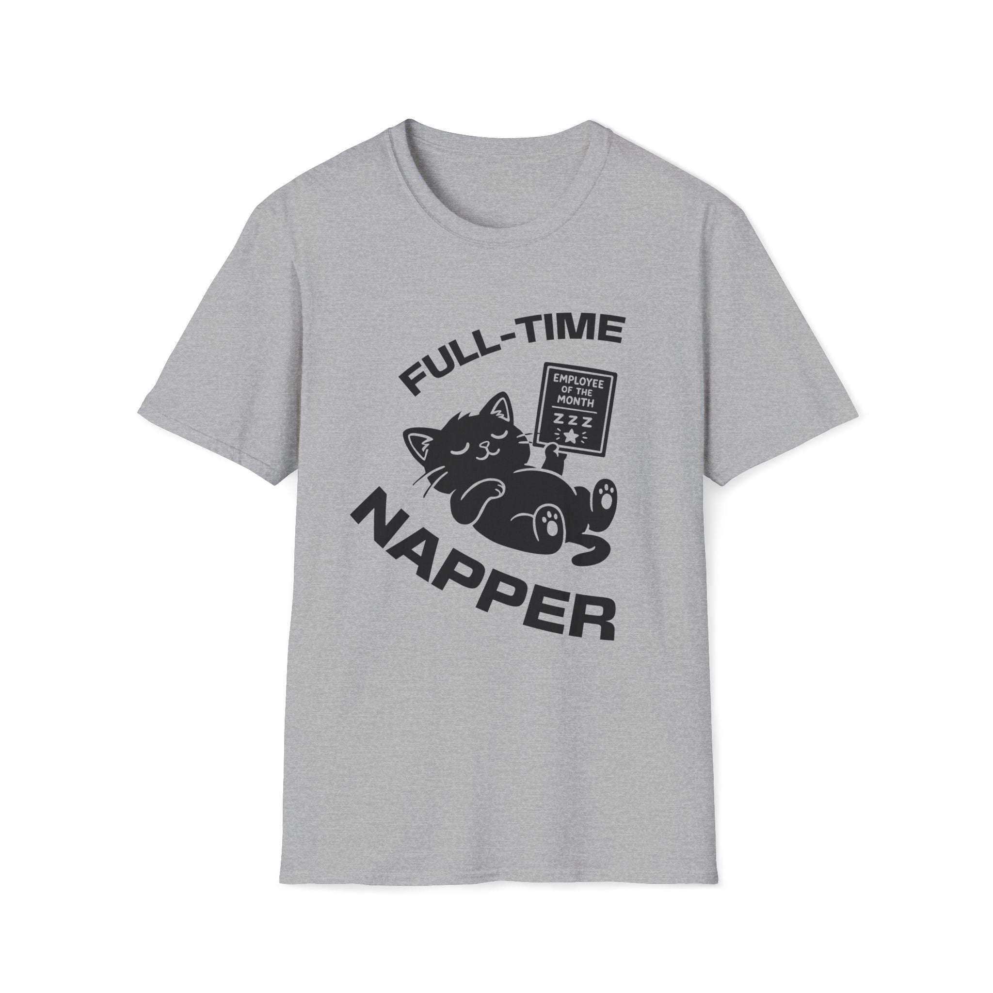 T-Shirt — 'Full Time Napper' Tired Cat Graphic Tee (Tired jokes)