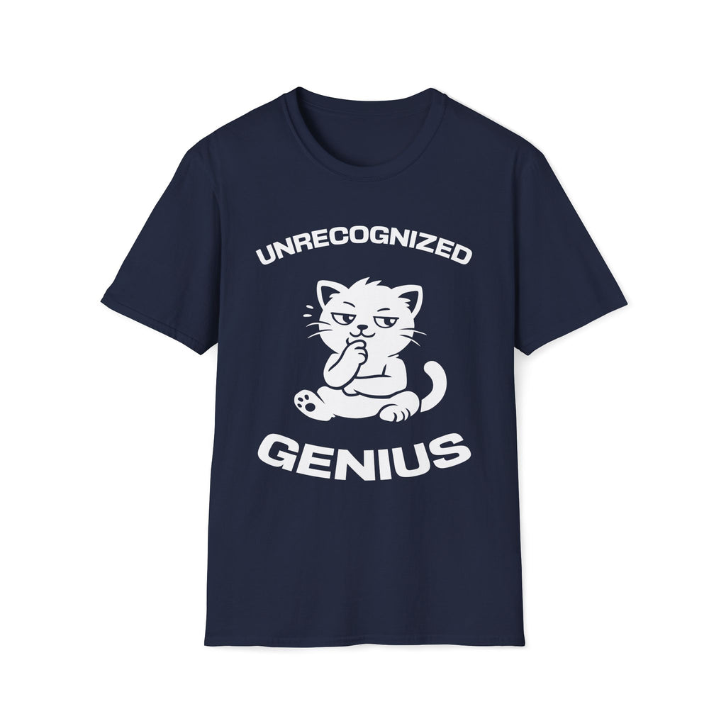 T-Shirt — 'Unrecognized Genius' Tired Cat Graphic Tee (Tired jokes)