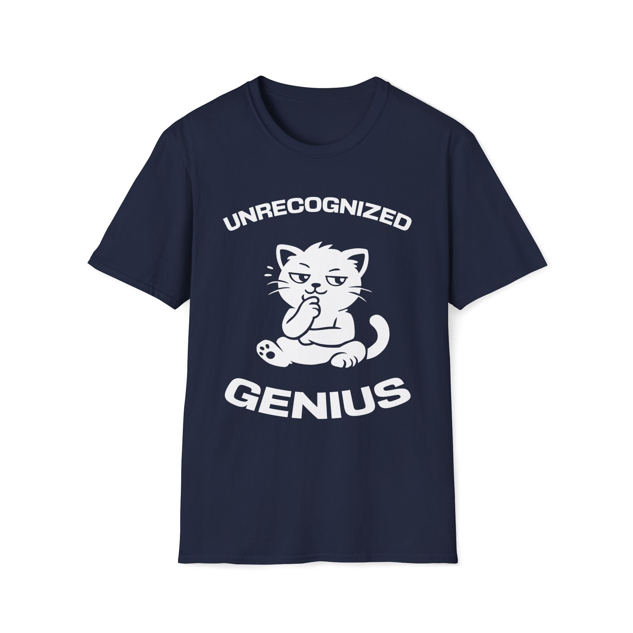 T-Shirt — 'Unrecognized Genius' Tired Cat Graphic Tee (Tired jokes)