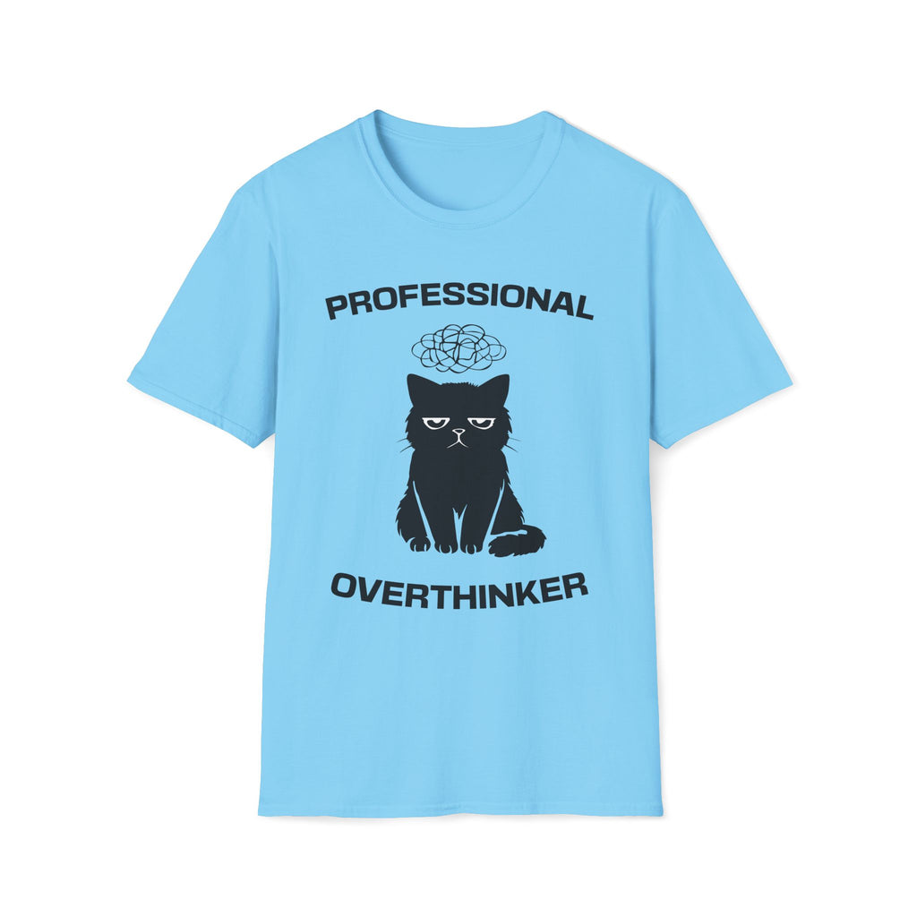 T-Shirt — 'Professional Overthinker' Tired Cat Graphic Tee (Tired jokes)