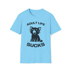 T-Shirt — 'Adult Life Sucks ' Tired Cat Graphic Tee (Tired jokes)