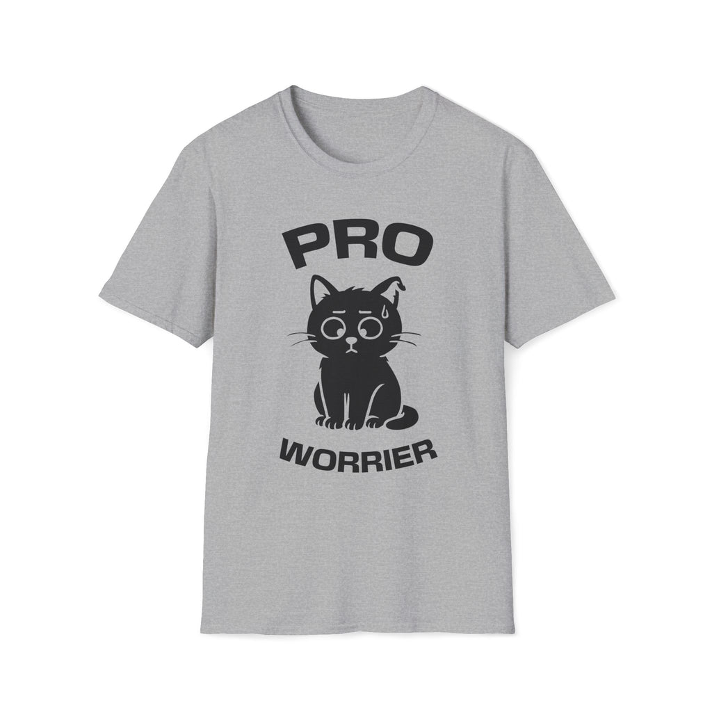 T-Shirt — 'Pro Worrier' Tired Cat Graphic Tee (Tired jokes)