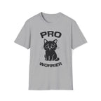 T-Shirt — 'Pro Worrier' Tired Cat Graphic Tee (Tired jokes)
