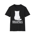 T-Shirt — 'Emotionally Unavailable' Tired Cat Graphic Tee (Tired jokes)