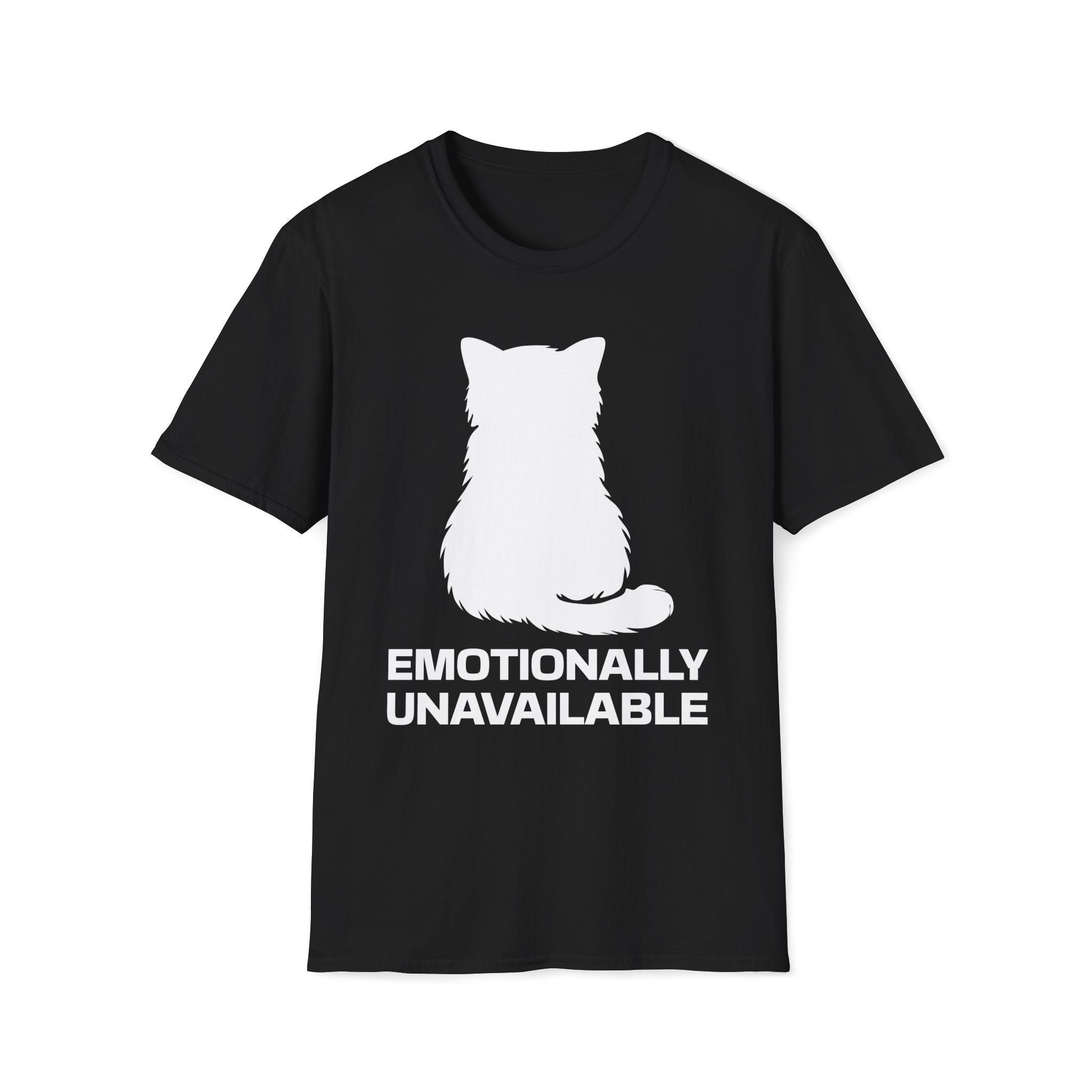 T-Shirt — 'Emotionally Unavailable' Tired Cat Graphic Tee (Tired jokes)