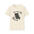 T-Shirt — 'My Pillow Is My Bestie' Tired Cat Graphic Tee (Tired jokes)