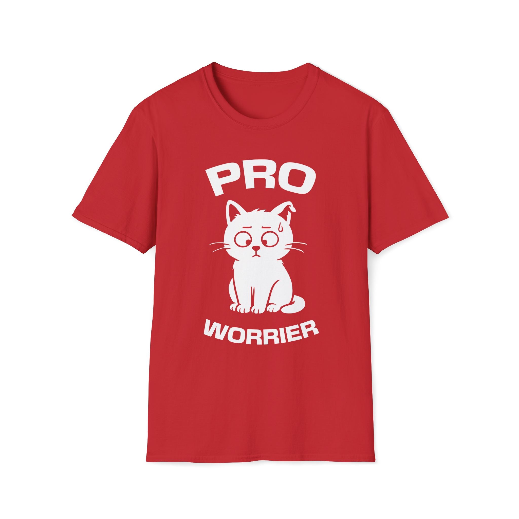 T-Shirt — 'Pro Worrier' Tired Cat Graphic Tee (Tired jokes)