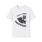 T-Shirt — 'Full Time Napper' Tired Cat Graphic Tee (Tired jokes)