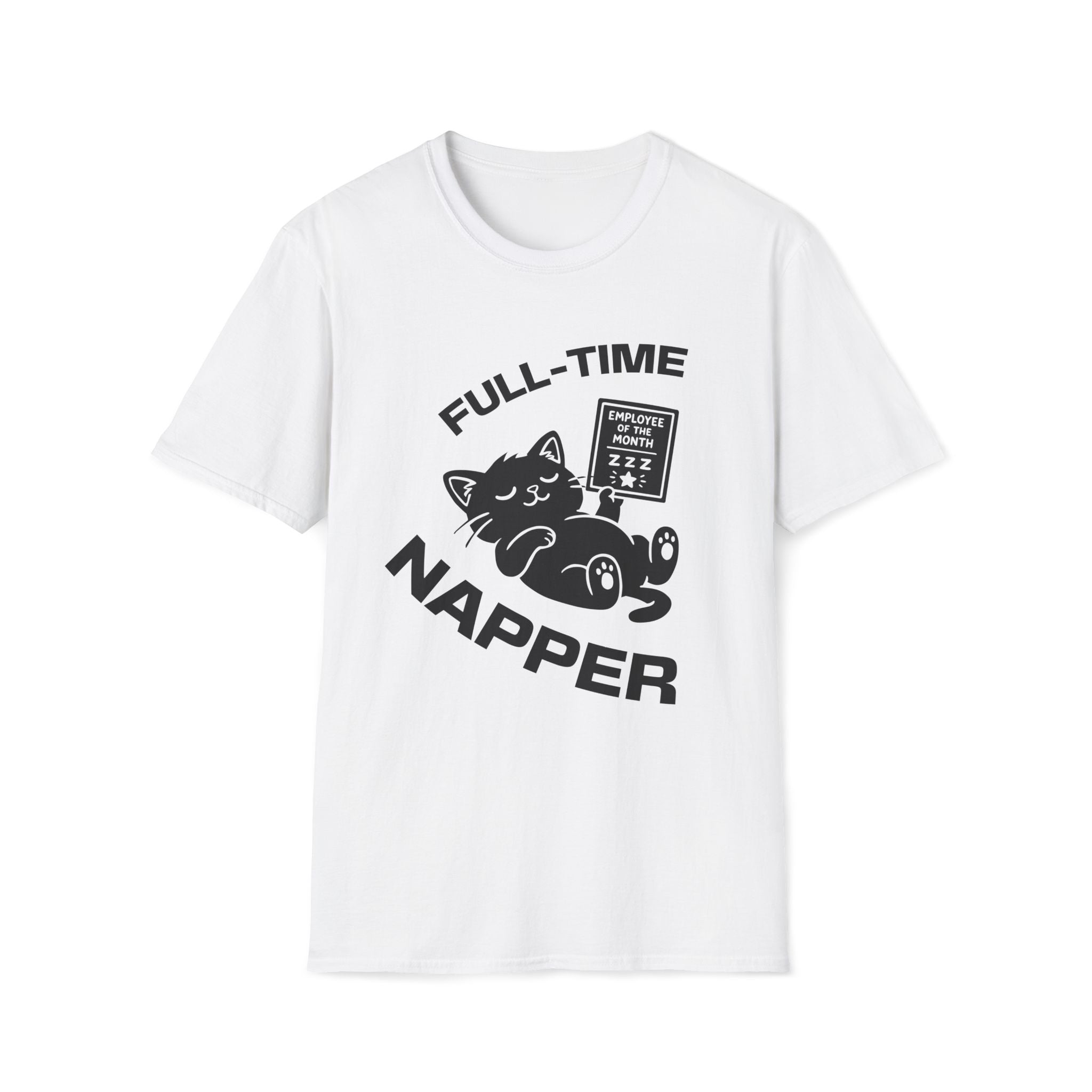 T-Shirt — 'Full Time Napper' Tired Cat Graphic Tee (Tired jokes)