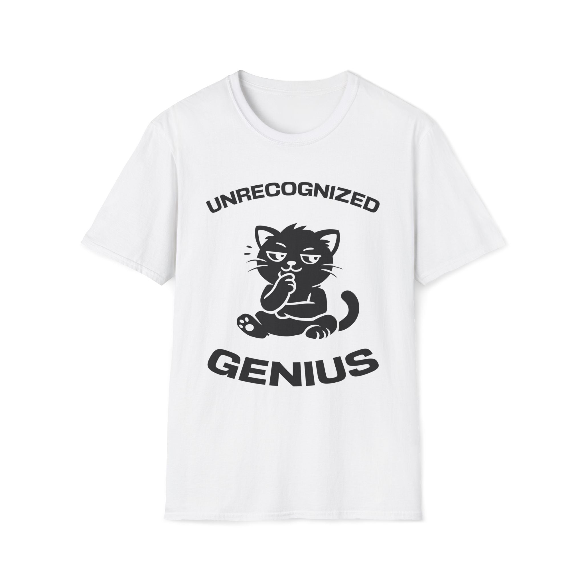 T-Shirt — 'Unrecognized Genius' Tired Cat Graphic Tee (Tired jokes)