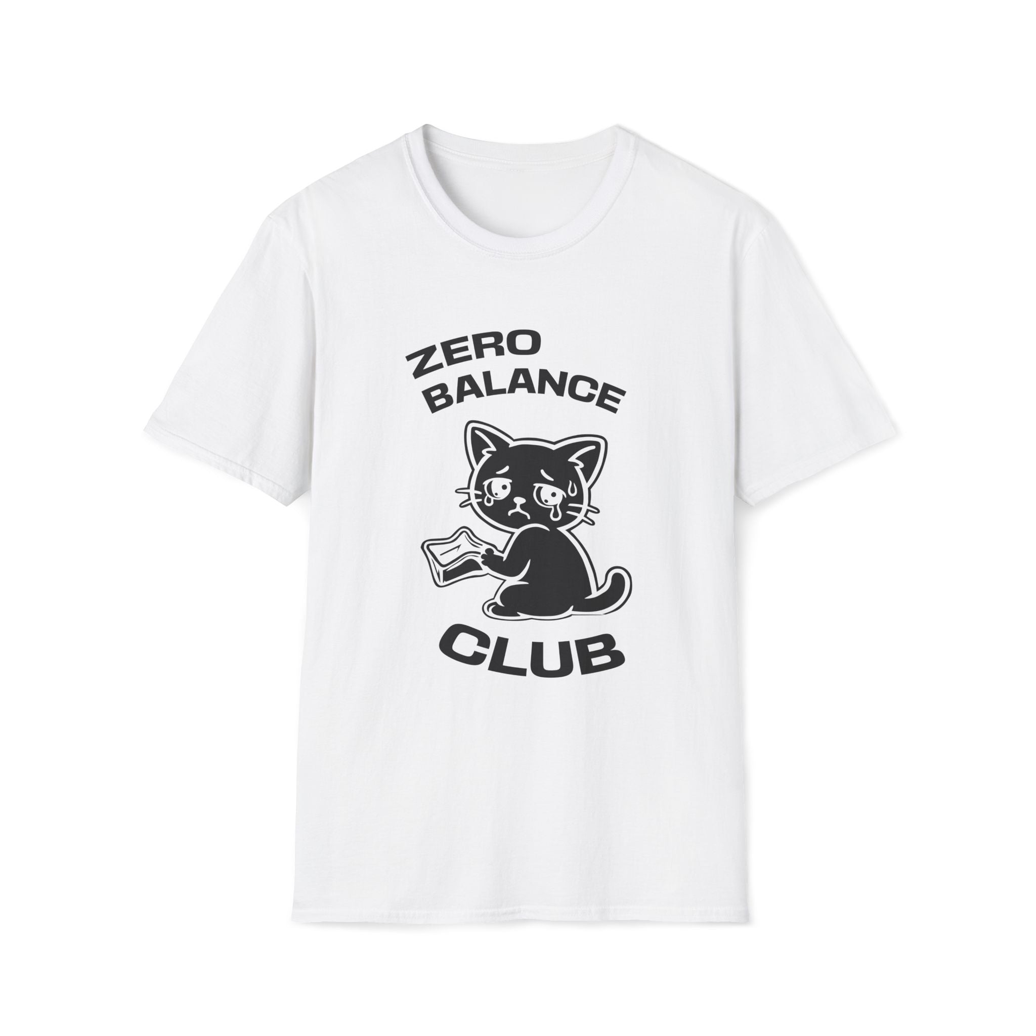 T-Shirt — 'ZERO BALANCE CLUB' Tired Cat Graphic Tee (Tired jokes)