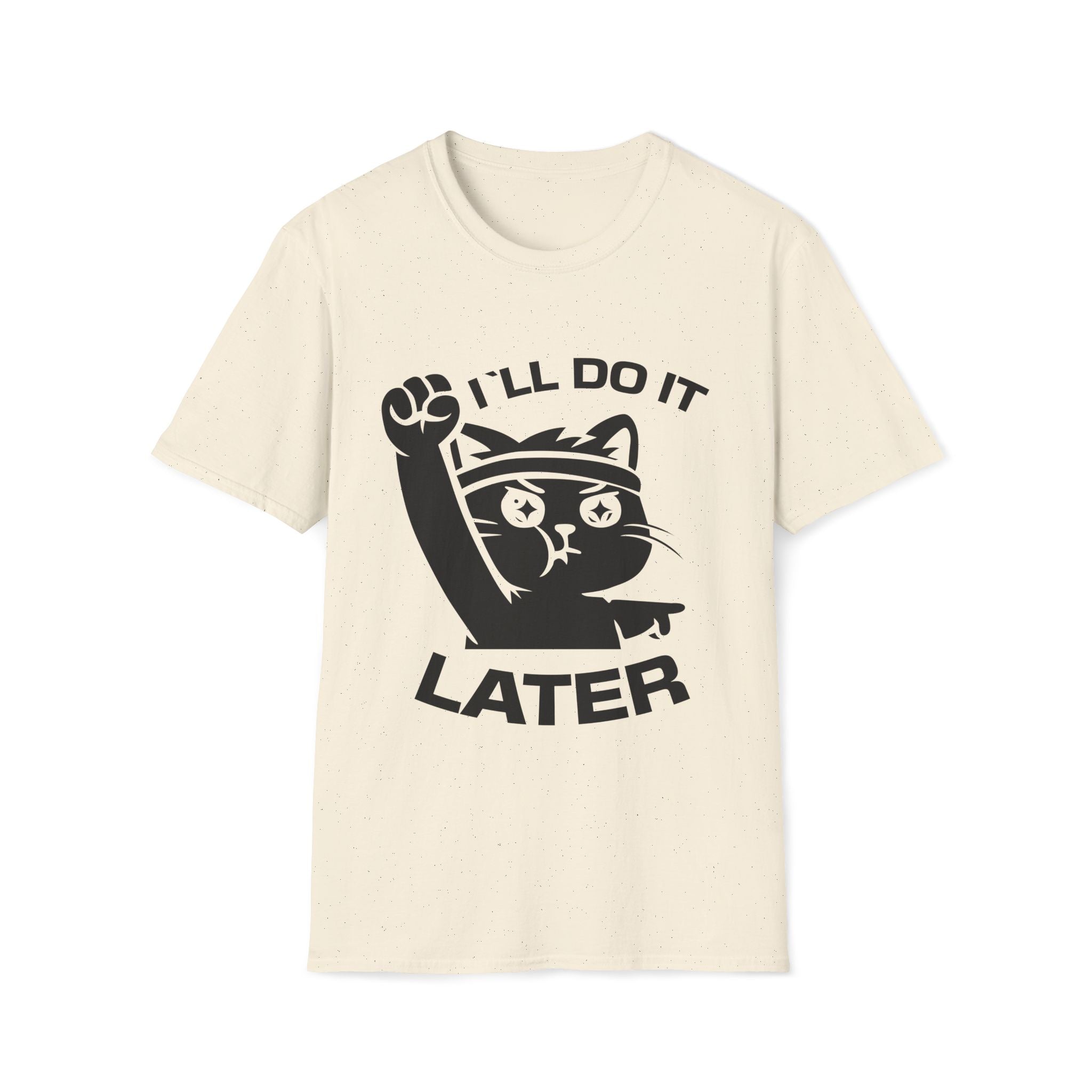T-Shirt — 'I'll Do It Later' Tired Cat Graphic Tee (Tired jokes)