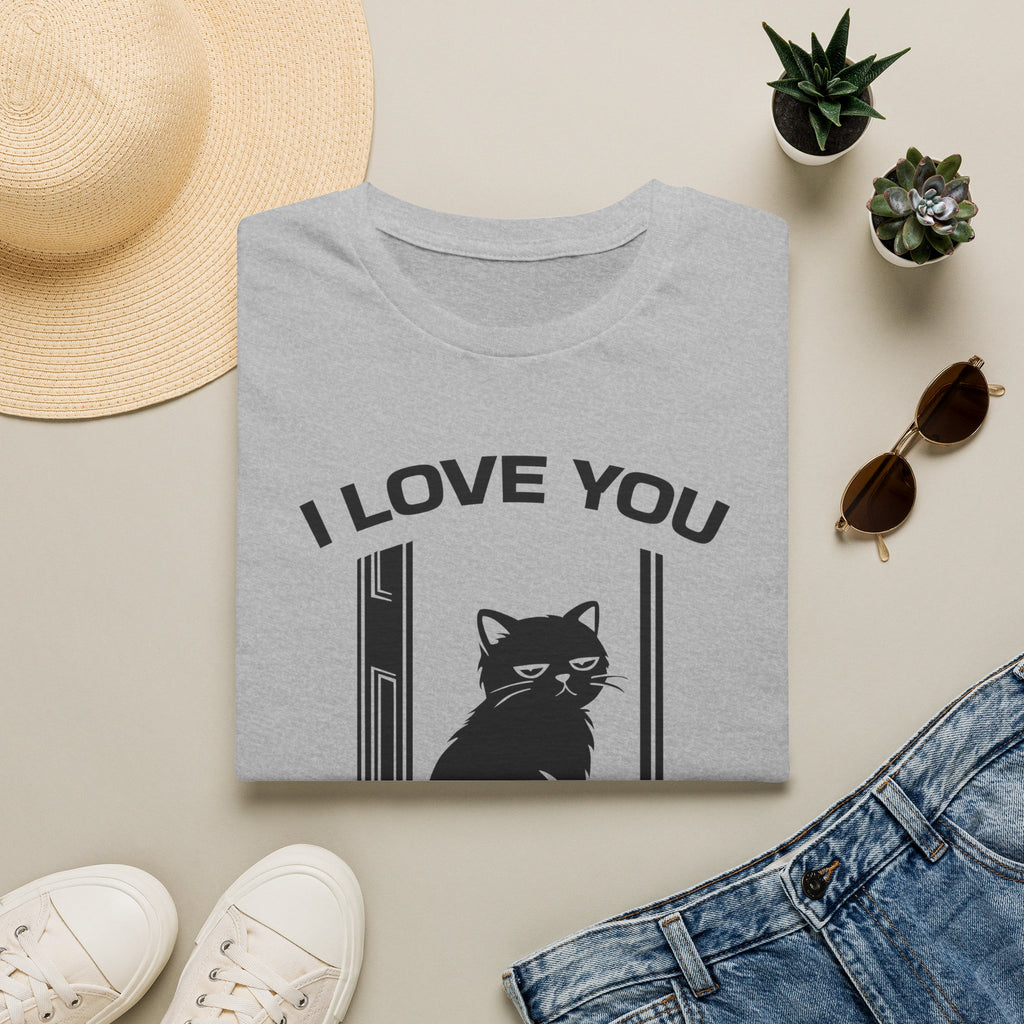 T-Shirt — 'I Love You Please Go Awway' Tired Cat Graphic Tee (Tired jokes)