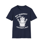 T-Shirt — 'ENERGY LEVEL HOUSEPLANT' Tired Cat Graphic Tee (Tired jokes)