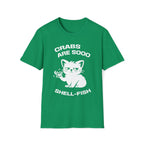 T-Shirt — 'CRABS ARE SO SHELL-FISH' Tired Cat Graphic Tee (Tired jokes)