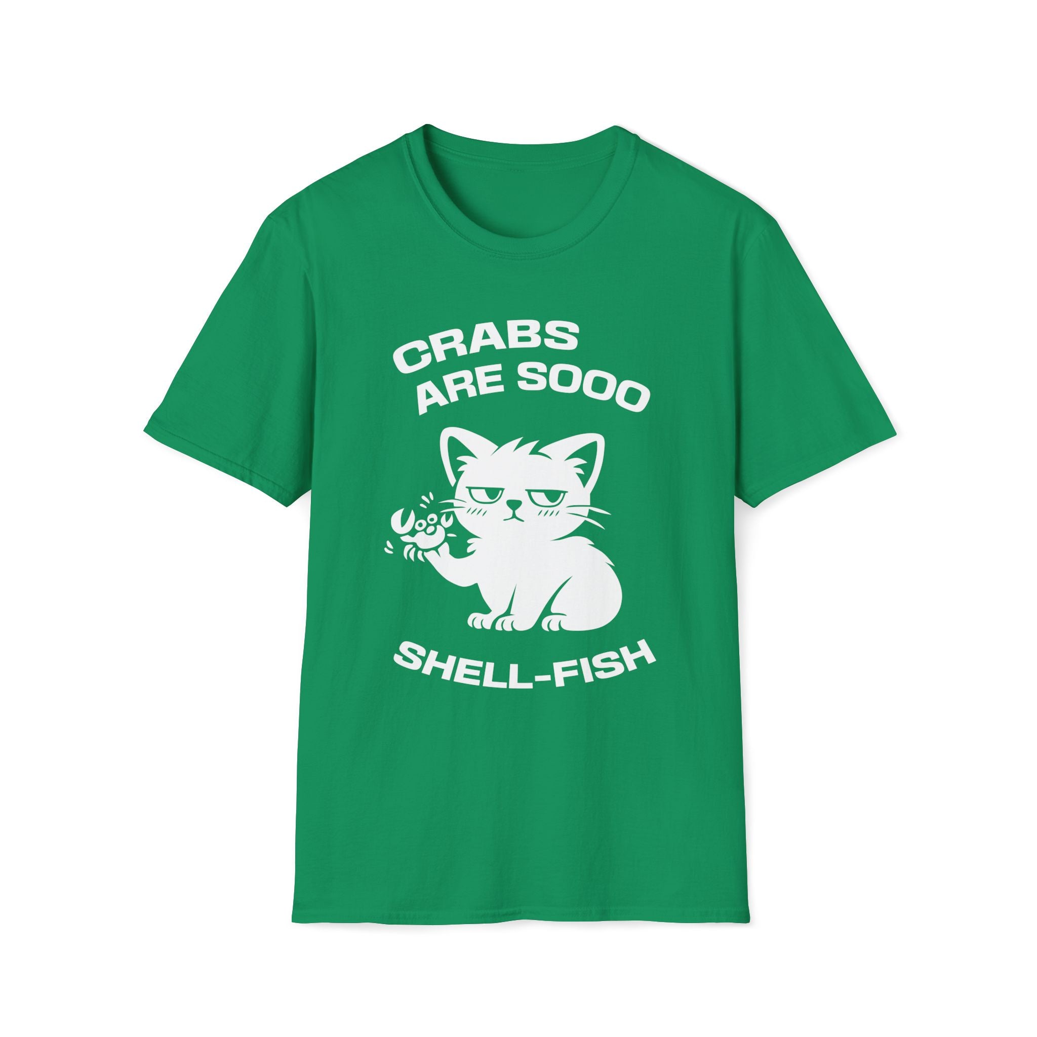 T-Shirt — 'CRABS ARE SO SHELL-FISH' Tired Cat Graphic Tee (Tired jokes)