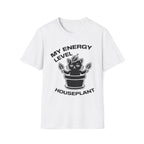 T-Shirt — 'ENERGY LEVEL HOUSEPLANT' Tired Cat Graphic Tee (Tired jokes)