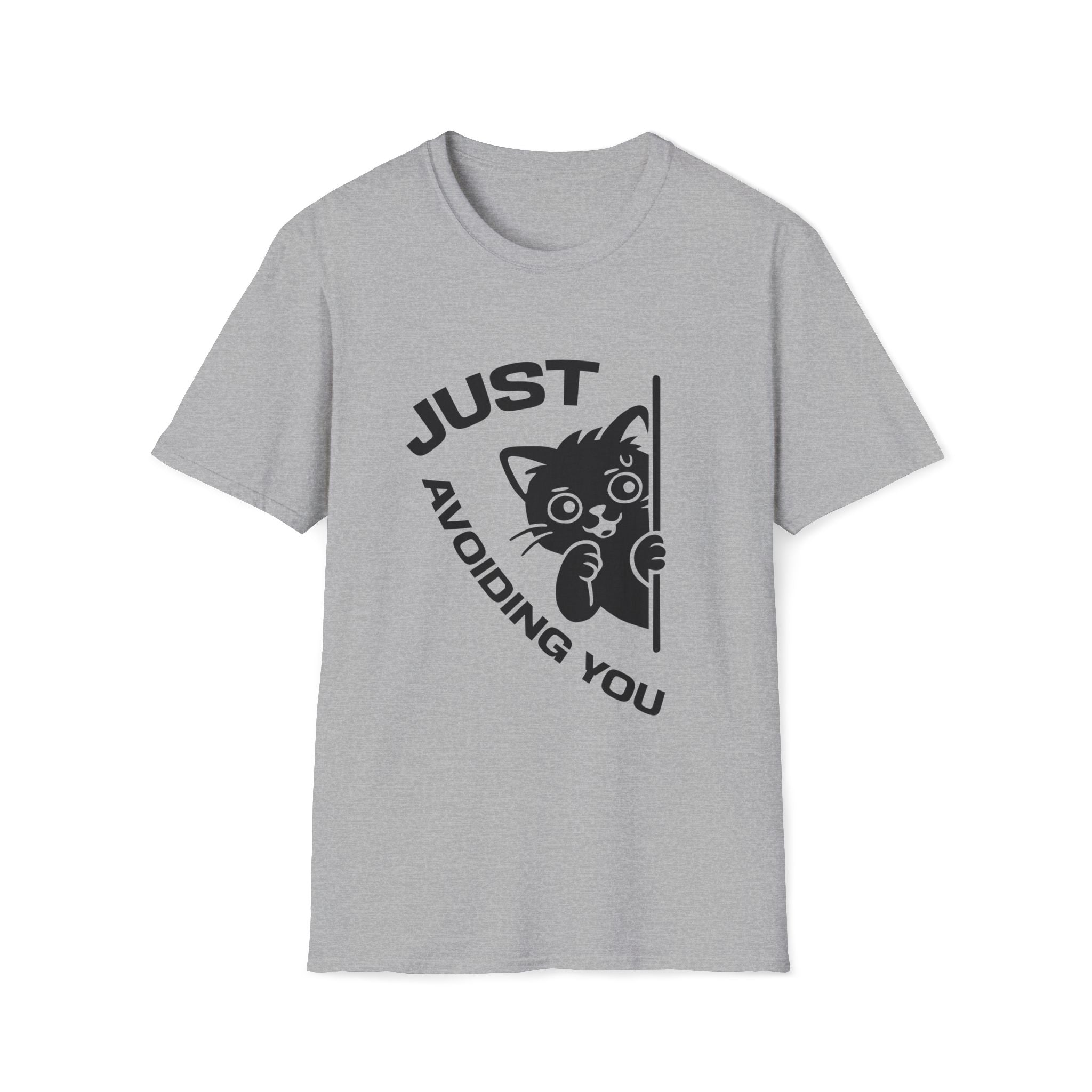 T-Shirt — 'Just Avoiding You' Tired Cat Graphic Tee (Tired jokes)