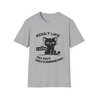 T-Shirt — 'ADULT LIFE DO NOT RECOMMEND' Tired Cat Graphic Tee (Tired jokes)