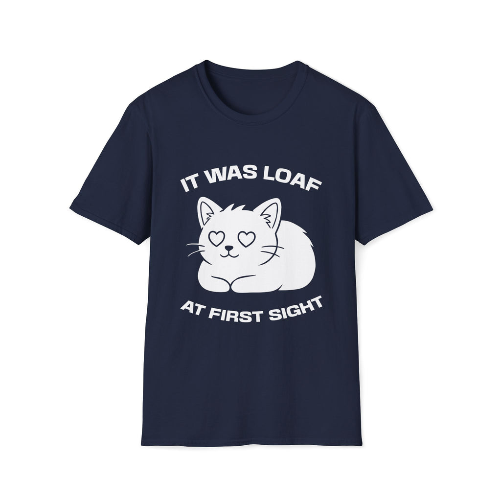 T-Shirt — 'IT WAS LOAF AT FIRST SIGHT' Tired Cat Graphic Tee (Tired jokes)