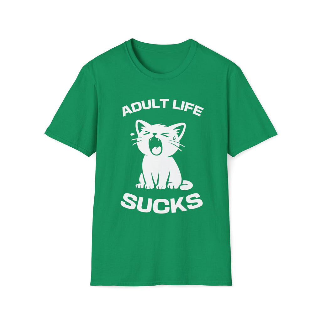 T-Shirt — 'Adult Life Sucks ' Tired Cat Graphic Tee (Tired jokes)