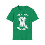 T-Shirt — 'Adult Life Sucks ' Tired Cat Graphic Tee (Tired jokes)