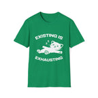 T-Shirt — 'Existing is Exhausthing ' Tired Cat Graphic Tee (Tired jokes)