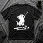 T-Shirt — 'HOWLING INTERNALLY' Tired Cat Graphic Tee (Tired jokes)