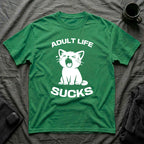 T-Shirt — 'Adult Life Sucks ' Tired Cat Graphic Tee (Tired jokes)