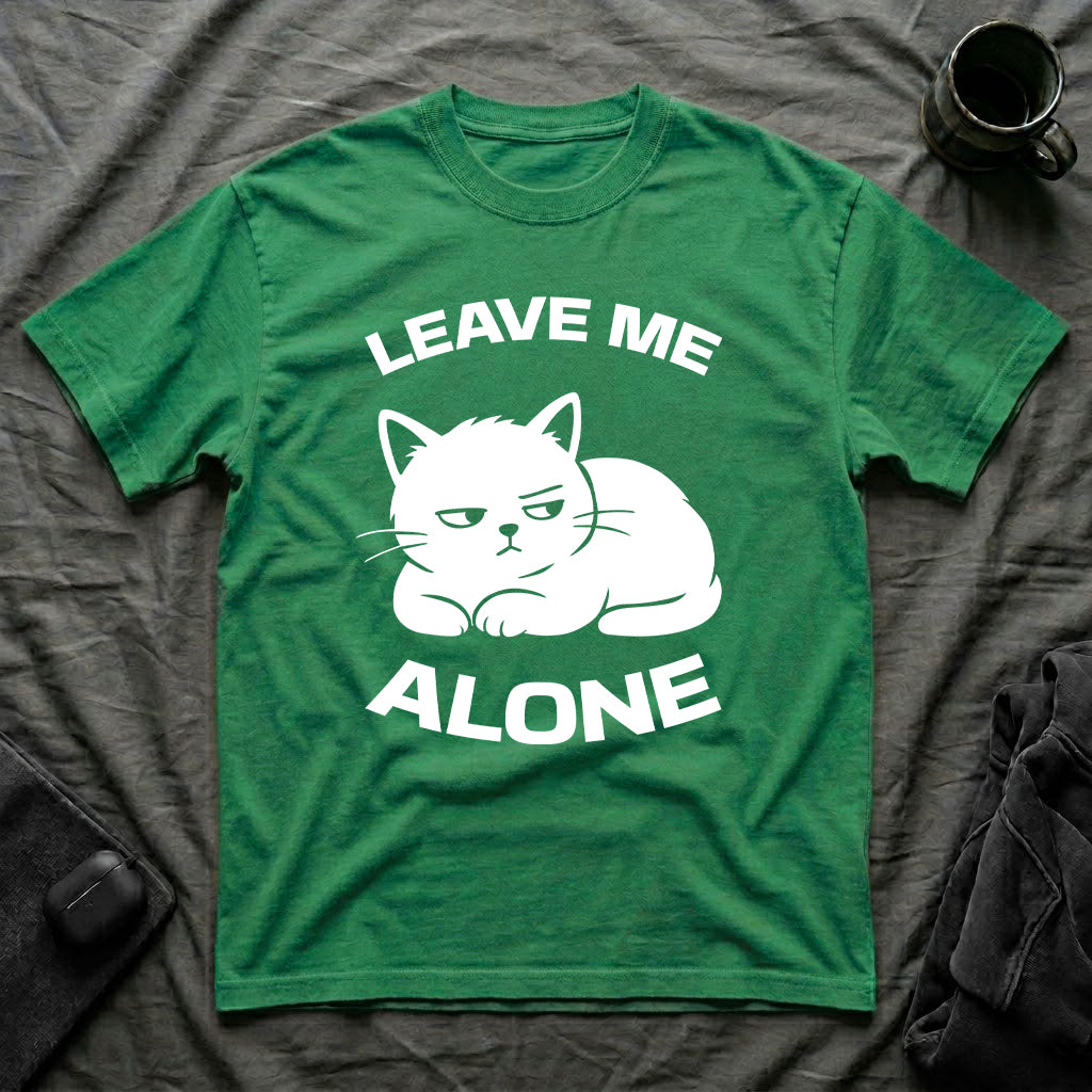 T-Shirt — 'LEAVE ME ALONE' Tired Cat Graphic Tee (Tired jokes)