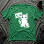 T-Shirt — 'MEOW' Tired Cat Graphic Tee (Tired jokes)
