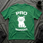 T-Shirt — 'Pro Worrier' Tired Cat Graphic Tee (Tired jokes)