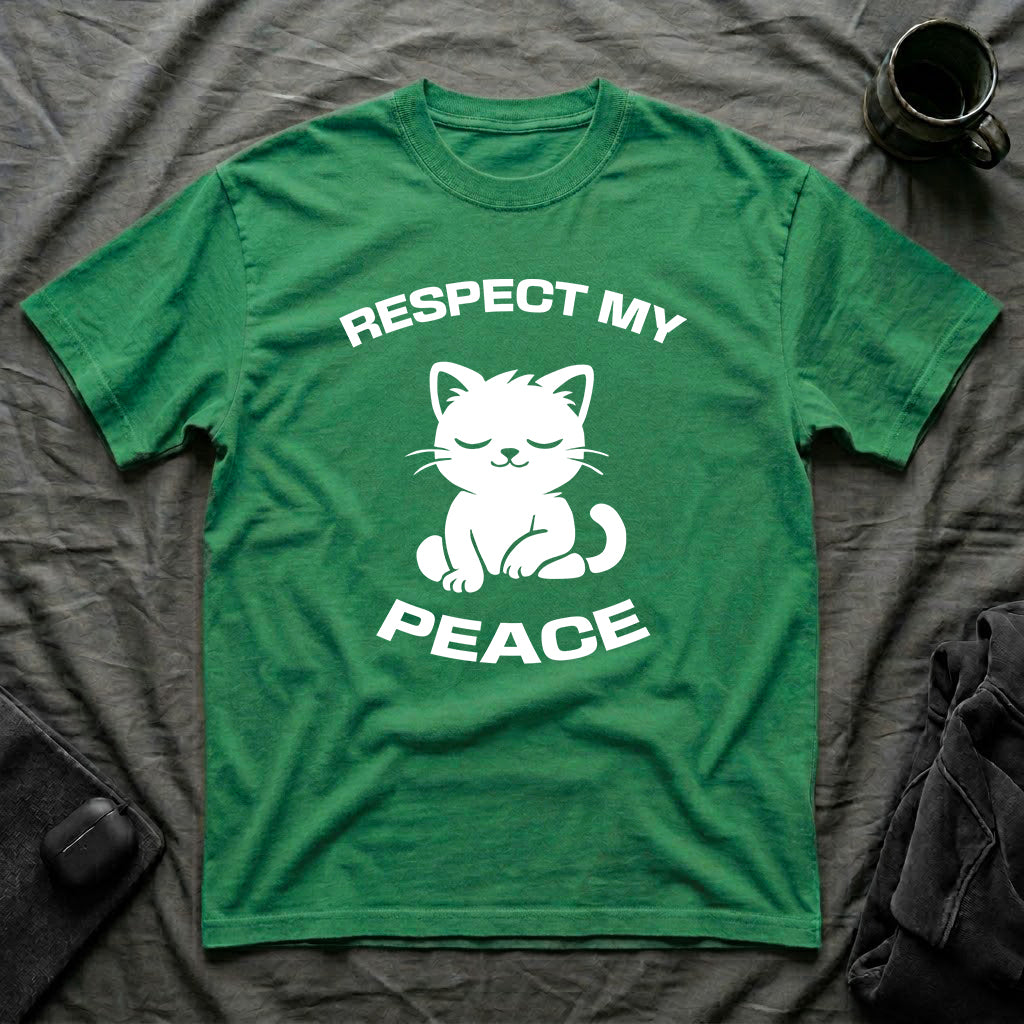 T-Shirt — 'RESPECT MY PEACE' Tired Cat Graphic Tee (Tired jokes)