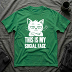 T-Shirt — 'This Is My Social Face' Tired Cat Graphic Tee (Tired jokes)