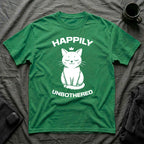 T-Shirt — 'Happily Unbothered' Tired Cat Graphic Tee (Tired jokes)