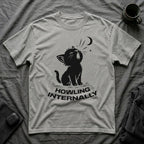 T-Shirt — 'HOWLING INTERNALLY' Tired Cat Graphic Tee (Tired jokes)