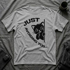 T-Shirt — 'Just Avoiding You' Tired Cat Graphic Tee (Tired jokes)