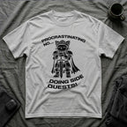 T-Shirt — 'PROCRASTINATING NO...DOING SIDE QUESTS!' Tired Cat Graphic Tee (Tired jokes)