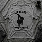 T-Shirt — 'Sorry Not Sorry' Tired Cat Graphic Tee (Tired jokes)
