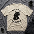 T-Shirt — 'Not Today Please' Tired Cat Graphic Tee (Tired jokes)