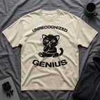T-Shirt — 'Unrecognized Genius' Tired Cat Graphic Tee (Tired jokes)