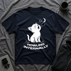 T-Shirt — 'HOWLING INTERNALLY' Tired Cat Graphic Tee (Tired jokes)