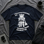 T-Shirt — 'PROCRASTINATING NO...DOING SIDE QUESTS!' Tired Cat Graphic Tee (Tired jokes)