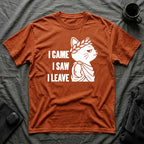 T-Shirt — 'I CAME I SAW I LEAVE' Tired Cat Graphic Tee (Tired jokes)